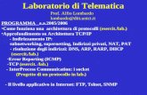 Laboratorio di Telematica PROGRAMMA a.a.2005/2006 Come funziona una architettura di protocolli (esercit./lab.) Approfondimento su Architettura TCP/IP.