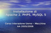 Installazione di Apache 2, PHP5, MySQL 5 Corso Interazione Uomo – Macchina AA 2005/2006.