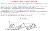 TECNICHE SPETTROSCOPICHE Le tecniche spettroscopiche sono tutte quelle tecniche basate sullinterazione tra la materia e le radiazioni elettromagnetiche.