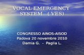 VOCAL EMERGENCY SYSTEM ( VES) CONGRESSO AINOS-AISOD Padova 20 novembre 2010 Damia G. - Paglia L.