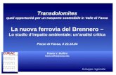 Sviluppo regionale Transdolomites quali opportunità per un trasporto sostenibile in Valle di Fassa Pozzo di Fassa, il 22.10.04 La nuova ferrovia del Brennero.