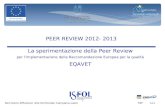 1 Seminario diffusione rete territoriale Campania-Lazio FdP 1/13 PEER REVIEW 2012- 2013 La sperimentazione della Peer Review per limplementazione della.