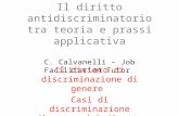 Il diritto antidiscriminatorio tra teoria e prassi applicativa C. Calvanelli – Job Facilitation Tutor Il divieto di discriminazione di genere Casi di discriminazione.