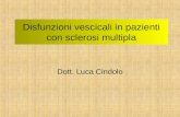 Disfunzioni vescicali in pazienti con sclerosi multipla Dott. Luca Cindolo.