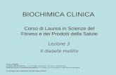 BIOCHIMICA CLINICA Corso di Laurea in Scienze del Fitness e dei Prodotti della Salute Lezione 3 Il diabete mellito Testi consigliati Le Basi della Biochimica-