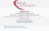 CORSO ITP Informatica Gestionale Modulo – Rappresentazione dei dati Romeo Pruno University of Camerino romeo.pruno@unicam.it romeo.pruno@unicam.itromeo.pruno@unicam.it.