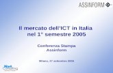 Il mercato dellICT in Italia nel 1° semestre 2005 Conferenza Stampa Assinform 27 settembre 2005 – Slide 0 Il mercato dellICT in Italia nel 1° semestre.