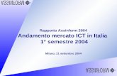 Il mercato dellICT in Italia nel 1° semestre 2004 21 settembre 2004 – Slide 0 Rapporto Assinform 2004 Andamento mercato ICT in Italia 1° semestre 2004.