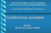 Germana Englaro, Susi Cazzaniga Servizio Disturbi dellApprendimento Università degli Studi di Padova COOPERATIVE LEARNING Torino 20-21-22 marzo 2006.