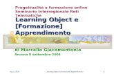 Mg (c) 2004Learning object e (formazione) apprendimento 1 Learning Object e [Formazione] Apprendimento di Marcello Giacomantonio Ancona 8 settembre 2004.