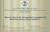 Università degli studi di Pavia Corso di laurea in Comunicazione Interculturale e Multimediale Breve storia di Carosello:la pubblicità diventa amica degli.