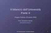 1Prof. Domenico Nicolò - Università di Messina Il bilancio dellUniversità Parte II (Reggio Calabria, 20 ottobre 2006) Prof. Domenico Nicolò dnicolo@unime.it.