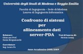 Facoltà di Ingegneria – Sede di Modena Laurea di Ingegneria Informatica Confronto di sistemi per allineamento dati server-PDA Università degli Studi di.