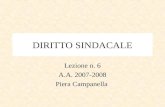 DIRITTO SINDACALE Lezione n. 6 A.A. 2007-2008 Piera Campanella.