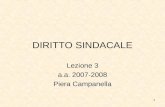 1 DIRITTO SINDACALE Lezione 3 a.a. 2007-2008 Piera Campanella.