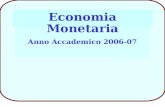 Frontespizio Economia Monetaria Anno Accademico 2006-07.