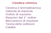 Cinetica chimica Cinetica e termodinamica Velocità di reazione Ordine di reazione Reazioni del 1° ordine Meccanismi di reazione Teoria delle collisioni.