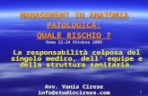 MANAGEMENT IN ANATOMIA PATOLOGICA: QUALE RISCHIO ? Roma 22-24 Ottobre 2009 La responsabilità colposa del singolo medico, dell equipe e della struttura.