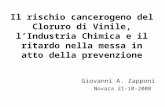 Il rischio cancerogeno del Cloruro di Vinile, lIndustria Chimica e il ritardo nella messa in atto della prevenzione Giovanni A. Zapponi Novara 21-10-2008.