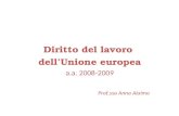 Diritto del lavoro dellUnione europea a.a. 2008-2009 Prof.ssa Anna Alaimo