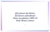 1 Gli istituti del diritto del lavoro subordinato Anno accademico 2009-10 Prof. Bruno Caruso.
