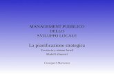 MANAGEMENT PUBBLICO DELLO SVILUPPO LOCALE La pianificazione strategica Territorio e sistemi locali Modelli dinamici Giuseppe S.Martorana.