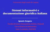 Sistemi informativi e documentazione giuridica italiana Facoltà di Scienze Matematiche, Fisiche e Naturali Corso di laurea in Informatica Anno Accademico.