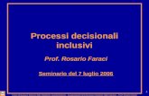 Corso di laurea in Scienze delle Pubbliche Amministrazioni – Insegnamento di Economia e Gestione delle Imprese – Prof. Rosario Faraci 1 Processi decisionali.