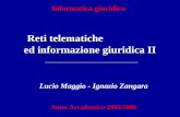Reti telematiche ed informazione giuridica II Informatica giuridica Lucio Maggio - Ignazio Zangara Anno Accademico 2005/2006.