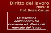 1 Diritto del lavoro 2009-10 Prof. Bruno Caruso La disciplina dellincontro tra domanda ed offerta nel mercato del lavoro.