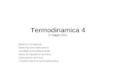 Termodinamica 4 2 maggio 2011 Sistemi complessi Sistema termodinamico Variabili termodinamiche Stato di equilibrio termico Interazione termica Trasformazione.