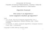 Lez. 11 Universita' di Ferrara Facolta' di Scienze Matematiche, Fisiche e Naturali Laurea Specialistica in Informatica Algoritmi Avanzati Che cosa e' un.