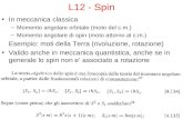 1 L12 - Spin In meccanica classica –Momento angolare orbitale (moto del c.m.) –Momento angolare di spin (moto attorno al c.m.) Esempio: moti della Terra.