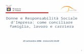 1 Donne e Responsabilità Sociale dImpresa: come conciliare famiglia, lavoro e carriera 29 settembre 2006 - Università IULM.