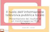 Il ruolo dellinformazione televisiva pubblica locale Presentazione dei risultati di un monitoraggio sul TGR Toscana 4 marzo 2011 – ore 9.30.
