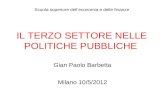 IL TERZO SETTORE NELLE POLITICHE PUBBLICHE Gian Paolo Barbetta Milano 10/5/2012 Scuola superiore delleconomia e delle finanze.