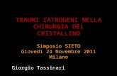 TRAUMI IATROGENI NELLA CHIRURGIA DEL CRISTALLINO Simposio SIETO Giovedi 24 Novembre 2011 Milano Giorgio Tassinari.