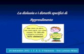 La dislessia e i disturbi specifici di Apprendimento 24 Settembre 2012 I. C.S. G. DAnnunzio – Don Lorenzo Milani.