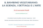 IL BAMBINO VEGETARIANO: LA SCIENZA, I DETTAGLI E L'ARTE Prof.Leonardo Pinelli (leonardo.pinelli@gmail.com) V.Presidente Società Scientifica Nutrizione.
