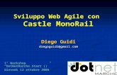 Sviluppo Web Agile con Castle MonoRail Diego Guidi diegoguidi@gmail.com 1° Workshop DotNetMarche.Start () Giovedì 12 ottobre 2006.