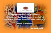 Inclusione Sociale e Lavoro: lesperienza del Progetto Sperimentale di Inserimento Lavorativo a Termoli e nel Molise Termoli, 22 giugno 2012 Antonio Lalli.