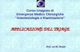 Corso integrato di Emergenze Medico ChirurgicheAnestesiologia e Rianimazione APPLICAZIONE DEL TRIAGE Prof. ssa M. Astuto.