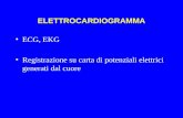 ELETTROCARDIOGRAMMA ECG, EKG Registrazione su carta di potenziali elettrici generati dal cuore.