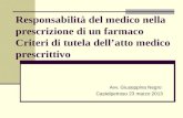 Responsabilità del medico nella prescrizione di un farmaco Criteri di tutela dellatto medico prescrittivo Avv. Giuseppina Negro Castelpetroso 23 marzo.