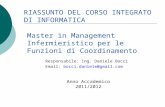 Responsabile: Ing. Daniele Bocci Email: bocci.daniele@gmail.com RIASSUNTO DEL CORSO INTEGRATO DI INFORMATICA Master in Management Infermieristico per le.