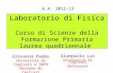 Laboratorio di Fisica Corso di Scienze della Formazione Primaria laurea quadriennale Giampaolo Lai Università di Cagliari Dottorato A.A. 2012-13 Giovanna.