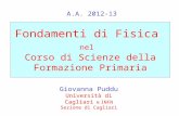 Fondamenti di Fisica nel Corso di Scienze della Formazione Primaria Giovanna Puddu Università di Cagliari e INFN Sezione di Cagliari A.A. 2012-13.