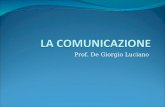 Prof. De Giorgio Luciano. Mettere in comune (condividere) Mettere in collegamento Passaggio o trasferimento di informazioni da un emittente a un ricevente.