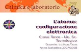 Chimica e laboratorio Latomo: configurazione elettronica Classi Terze – Lic. Sc. Tecnologico Docente: Luciano Canu Anno Scolastico 2007/2008 Latomo: configurazione.