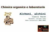 Chimica organica e laboratorio Alcheni, alchini Classi terze Docente: Luciano Canu Anno Scolastico 2002/2003 Alcheni, alchini Classi terze Docente: Luciano.